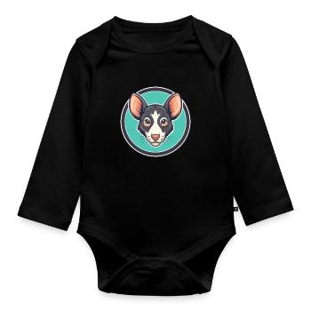 Ratonero Murciano Race Chien Dessin animé Kawaii Clipart - Body Bébé bio manches longues - noir - Devant