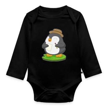 École Penguin Student Pencil - Body Bébé bio manches longues - noir - Devant