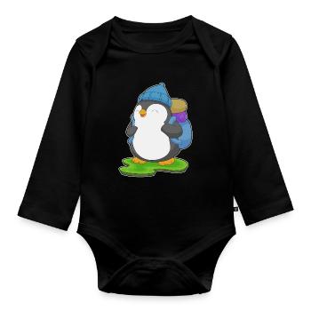Randonnée à dos Penguin Hiker - Body Bébé bio manches longues - noir - Devant