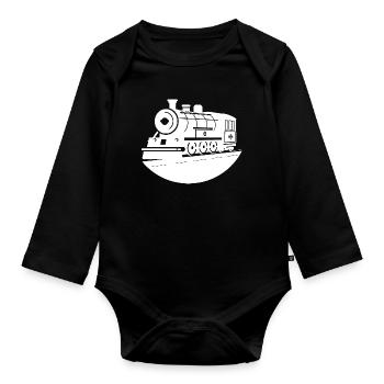 Dessin de locomotive - Body Bébé bio manches longues - noir - Devant
