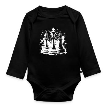 Fou et roi des échecs - Body Bébé bio manches longues - noir - Devant