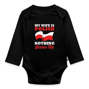 Poland Polish - Organic Longsleeve Baby Bodysuit - black - Front