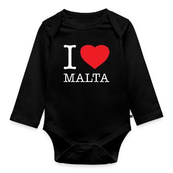 I LOVE MALTA - Organic Longsleeve Baby Bodysuit - black - Front