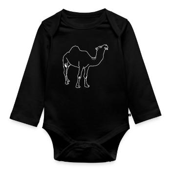Lineart dromadaire - Body Bébé bio manches longues - noir - Devant