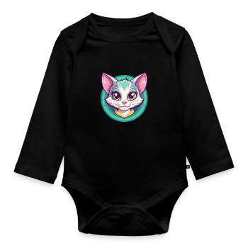 Bambino Cat Breed Cartoon Kawaii Animal Pet - Organic Longsleeve Baby Bodysuit - black - Front