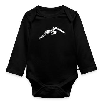 Uhu lineart - Baby Bio-Langarm-Body - Schwarz - Vorne