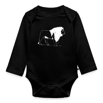 Lion - Organic Longsleeve Baby Bodysuit - black - Front
