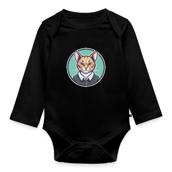 Brume australienne Chat Race Dessin animé Kawaii Animal - Body Bébé bio manches longues - noir - Devant