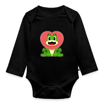 Frosch Herz - Baby Bio-Langarm-Body - Schwarz - Vorne