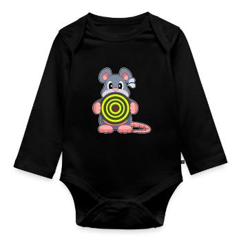 Cible de fléchettes de souris - Body Bébé bio manches longues - noir - Devant