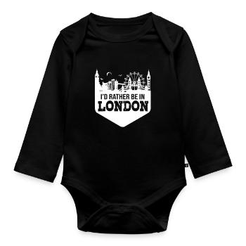 England English - Organic Longsleeve Baby Bodysuit - black - Front