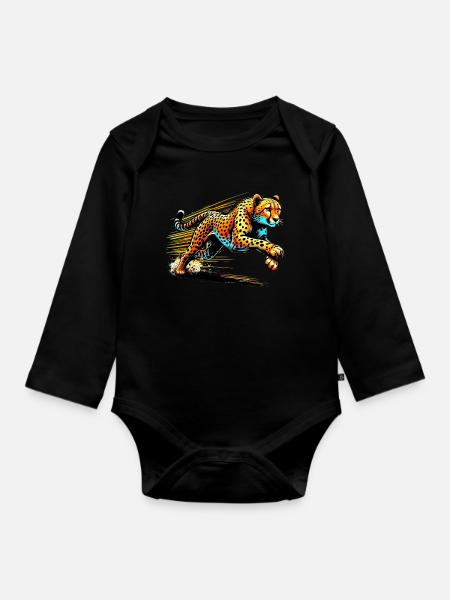 Gepard - Baby Bio-Langarm-Body - Schwarz