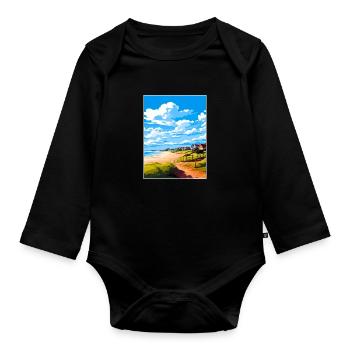 Suffolk Coast Heaths Travel Poster Souvenir WPA - Organic Longsleeve Baby Bodysuit - black - Front