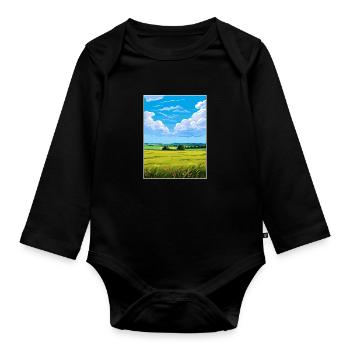 Howardian Hills Aonb Travel Poster Souvenir WPA - Organic Longsleeve Baby Bodysuit - black - Front