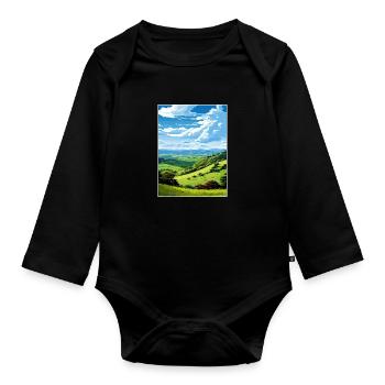 Shropshire Hills Aonb Travel Poster Souvenir WPA - Organic Longsleeve Baby Bodysuit - black - Front