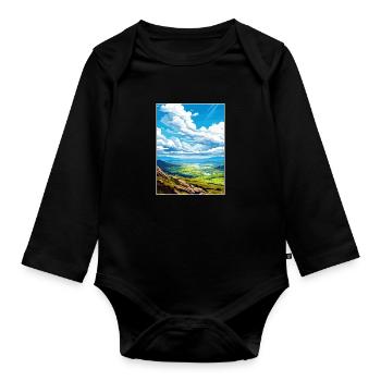 Mourne Mountains Aonb Travel Poster Souvenir WPA - Organic Longsleeve Baby Bodysuit - black - Front