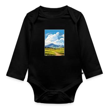 Mourne Mountains Aonb Travel Poster Souvenir WPA - Organic Longsleeve Baby Bodysuit - black - Front