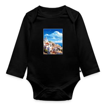 Tetouan Marokko Reiseposter Souvenir Farbe WPA - Baby Bio-Langarm-Body - Schwarz - Vorne