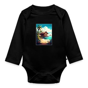 Zanzibar Tanzania Travel Poster Souvenir Paint WPA - Organic Longsleeve Baby Bodysuit - black - Front
