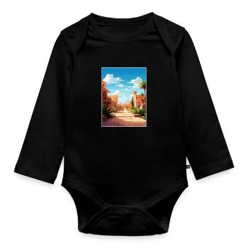 Marrakesch Marokko Reise Poster Souvenir Farbe WPA - Baby Bio-Langarm-Body - Schwarz - Vorne