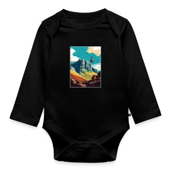 Table Mountain South Africa Travel Poster Souvenir - Organic Longsleeve Baby Bodysuit - black - Front