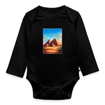 Kairo Ägypten Große Pyramiden Von Gizeh Reiseposter - Baby Bio-Langarm-Body - Schwarz - Vorne