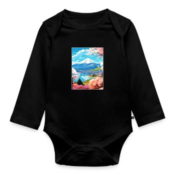 Japan Tokyo Travel Poster Souvenir Postcard Paint - Organic Longsleeve Baby Bodysuit - black - Front