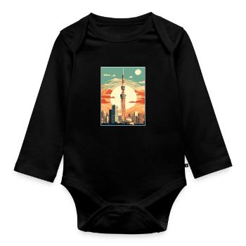 Japan Tokyo Travel Poster Souvenir Postcard Paint - Organic Longsleeve Baby Bodysuit - black - Front