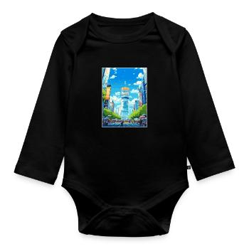 Japan Tokyo Travel Poster Souvenir Postcard Paint - Organic Longsleeve Baby Bodysuit - black - Front