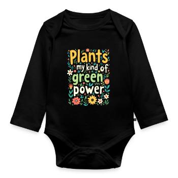 PLANTS MY KIND OF GREEN POWER - Organic Longsleeve Baby Bodysuit - black - Front