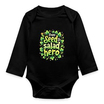 VOM SAMEN ZUM SALATHELDEN - Baby Bio-Langarm-Body - Schwarz - Vorne