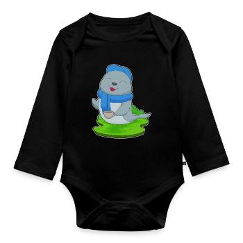 Seal Coffee Mug - Organic Longsleeve Baby Bodysuit - black - Front