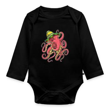 Sombrero pieuvre - Body Bébé bio manches longues - noir - Devant