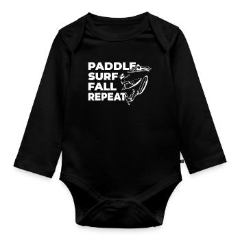 Paddle Surf Automne Répétition - Body Bébé bio manches longues - noir - Devant
