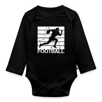 Football player - Organic Longsleeve Baby Bodysuit - black - Front