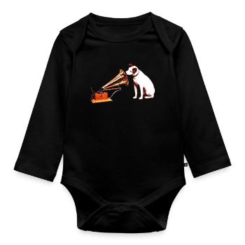 His Master's Voice painting - Organic Longsleeve Baby Bodysuit - black - Front
