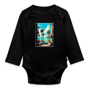 Havana Caribbean Travel Poster Souvenir Paint WPA - Organic Longsleeve Baby Bodysuit - black - Front