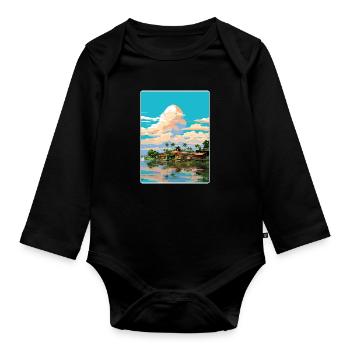 Manaus Brasilien Reise Poster Souvenir Malerei WPA - Baby Bio-Langarm-Body - Schwarz - Vorne