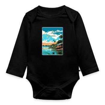 Manaus Brasilien Reise Poster Souvenir Malerei WPA - Baby Bio-Langarm-Body - Schwarz - Vorne