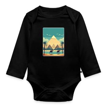 Kairo Ägypten Große Pyramiden Von Gizeh Reiseposter - Baby Bio-Langarm-Body - Schwarz - Vorne