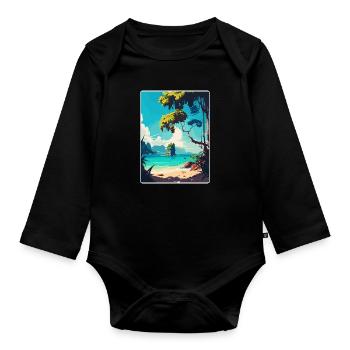 Phuket Thailand Thailand Reise Poster Souvenir WPA - Baby Bio-Langarm-Body - Schwarz - Vorne