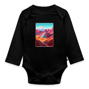 Regenbogenberg Peru Reiseposter Souvenir WPA - Baby Bio-Langarm-Body - Schwarz - Vorne