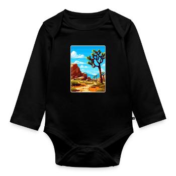 Joshua Tree National Park California Travel Poster - Organic Longsleeve Baby Bodysuit - black - Front
