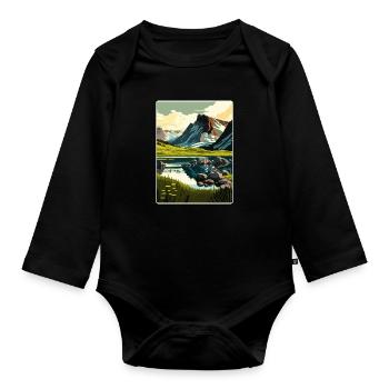 Parc national de Sarek Suède Affiche de voyage suédoise - Body Bébé bio manches longues - noir - Devant