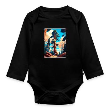 Sequoia Nationalpark Kalifornien Reiseposter WPA - Baby Bio-Langarm-Body - Schwarz - Vorne
