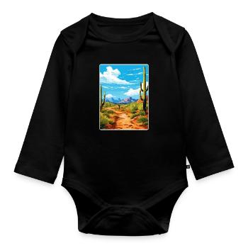 Saguaro Nationalpark Arizona Reiseposter WPA - Baby Bio-Langarm-Body - Schwarz - Vorne