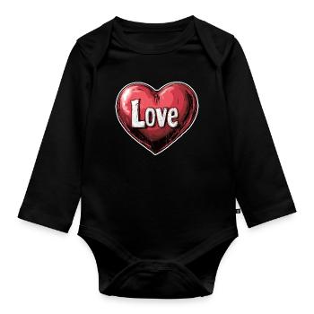 Herz der Liebe Illustration - Baby Bio-Langarm-Body - Schwarz - Vorne