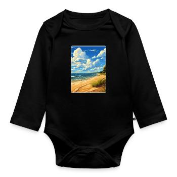 Indiana Dunes Nationalpark Reiseplakat Souvenir - Baby Bio-Langarm-Body - Schwarz - Vorne