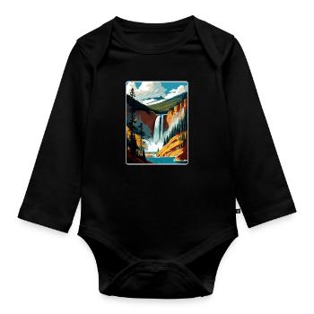 Affiche de voyage souvenir du parc national de Yellowstone - Body Bébé bio manches longues - noir - Devant