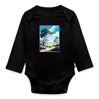 New Forest National Park Travel Poster Souvenir - Organic Longsleeve Baby Bodysuit - black - Front